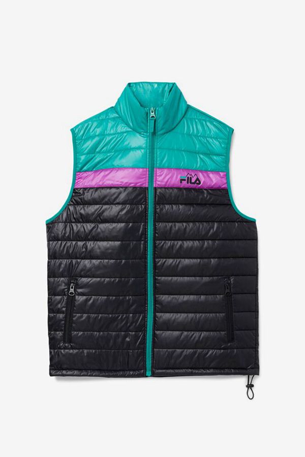 Fila Tri Men's Vests - Black/Green/Purple,NZ 245-37865